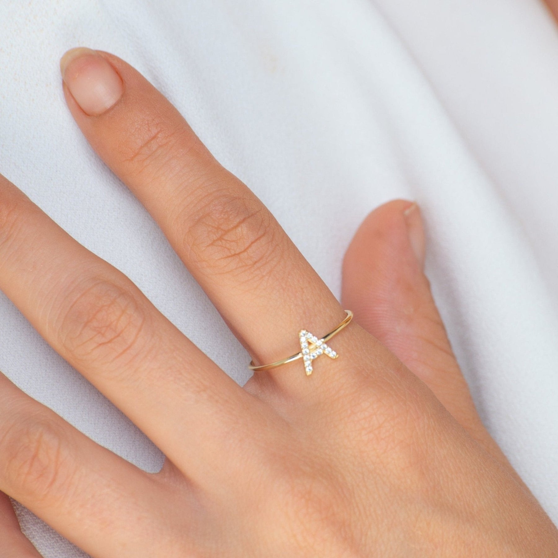 Sapphire Initial Letter Ring (Silver)
