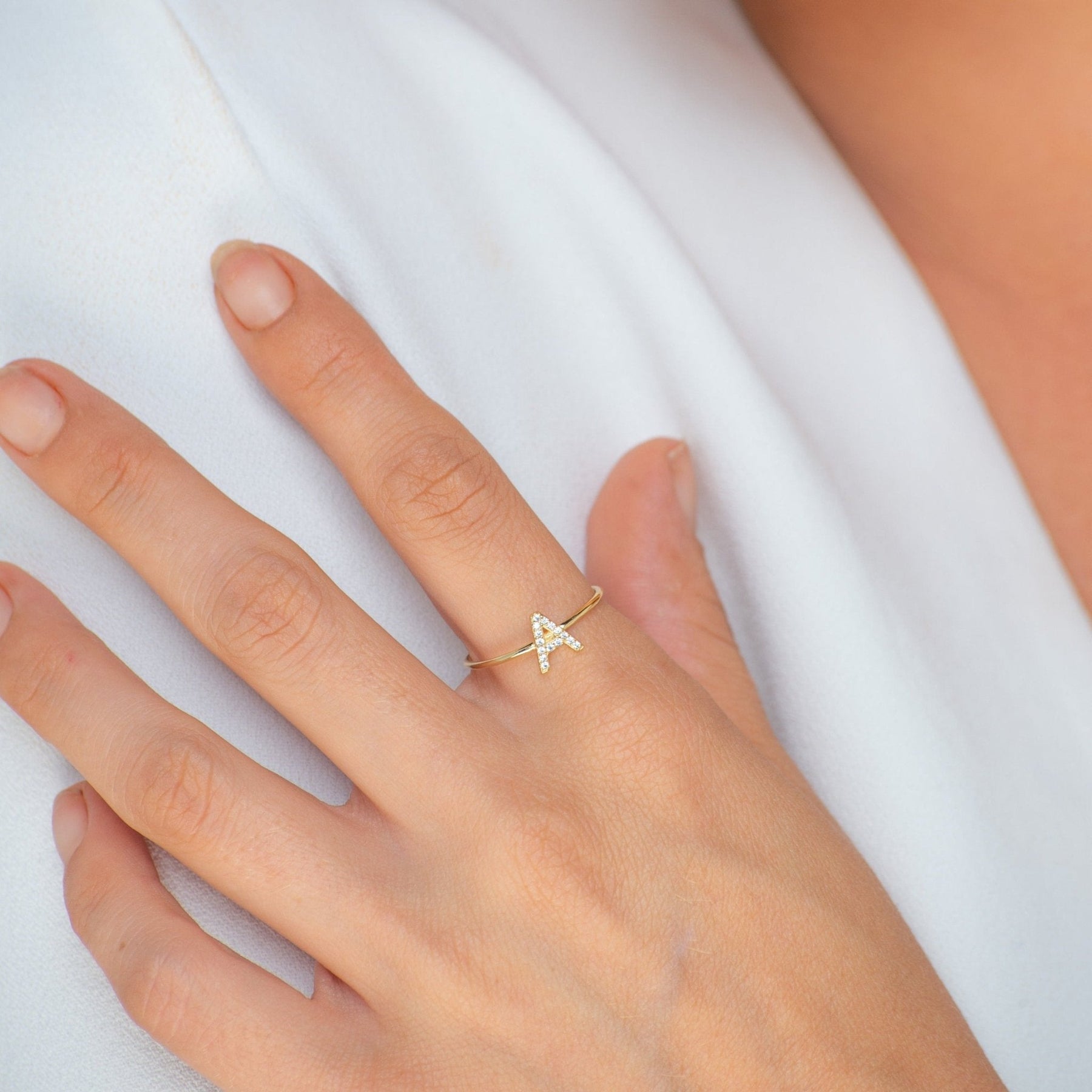 Sapphire Initial Letter Ring (Silver)