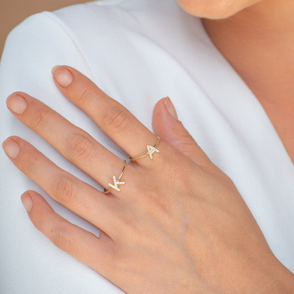 Sapphire Initial Letter Ring (Silver)