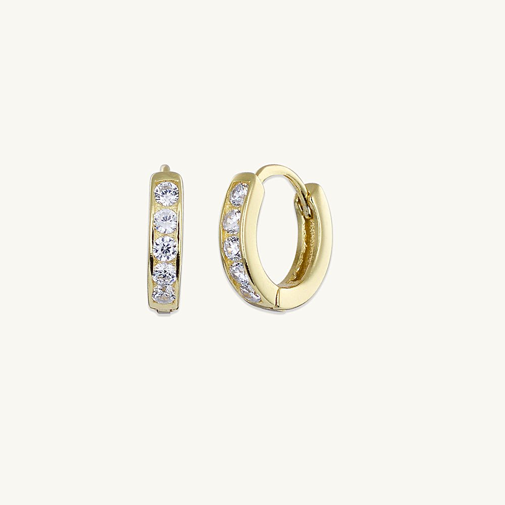 Sapphire Inlay Huggie Earrings