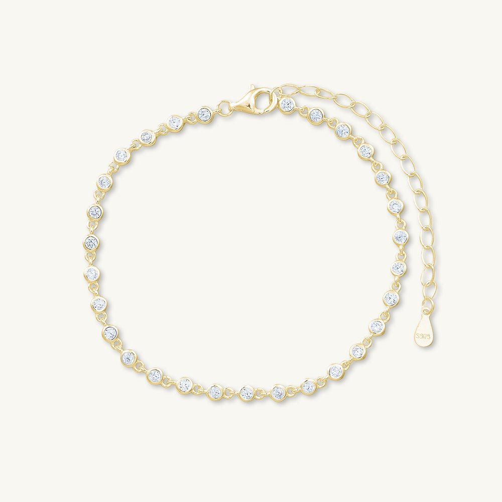 Sapphire Round Tennis Link Chain Bracelet