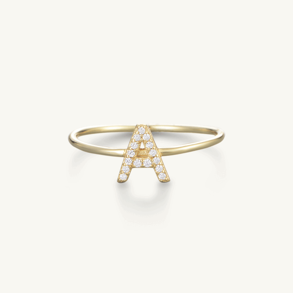 Sapphire Initial Letter Ring (Silver)