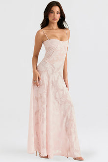 Kira Robe Longue Femme – Elegant Black Lace Dress with Floral Details & Flattering Slim Fit