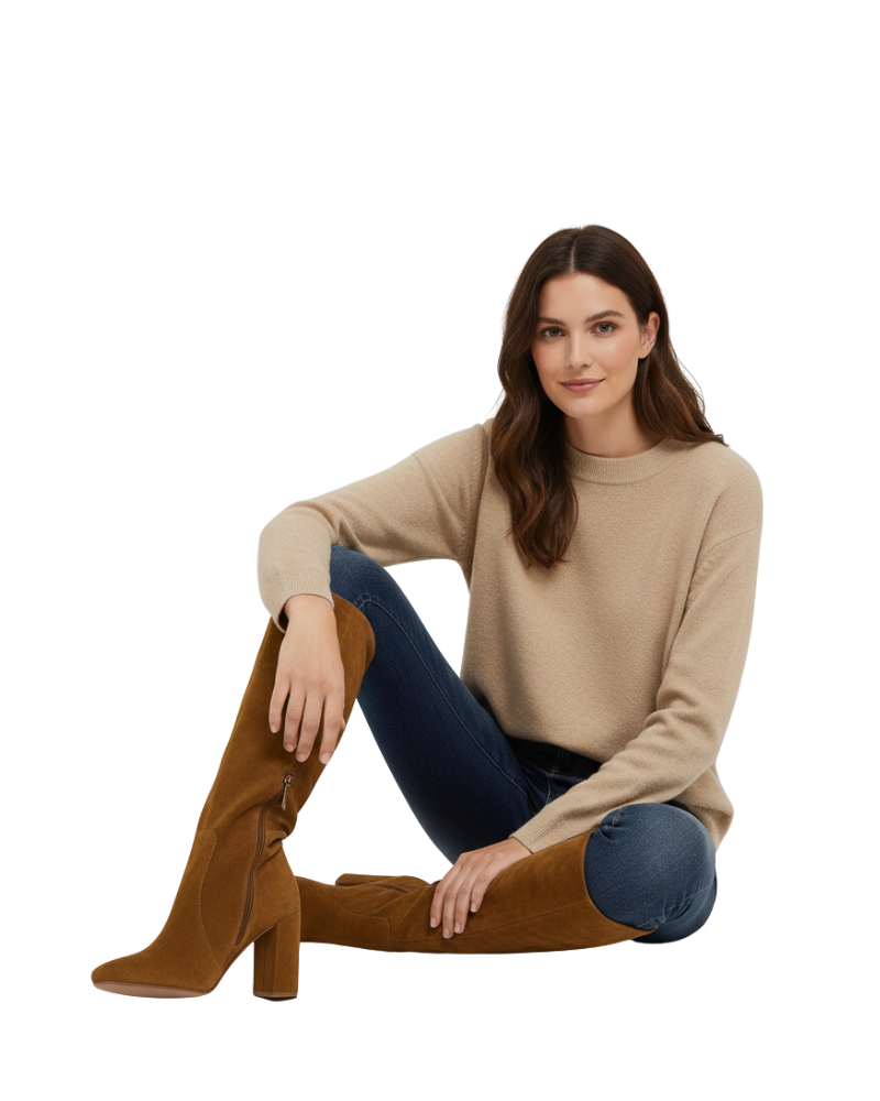 Maeve Women's Tall Boots – Stable Block Heel, Leather Look & Sleek Chic Silhouette