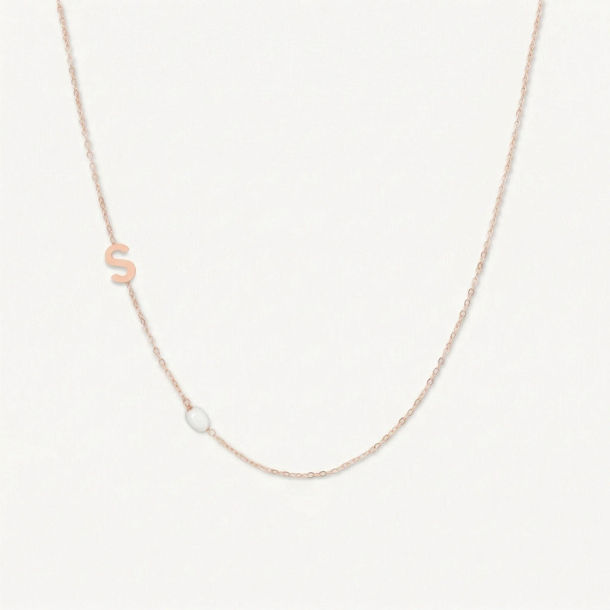 Sideways A-Z Initial Letter Freshwater Pearl Necklace