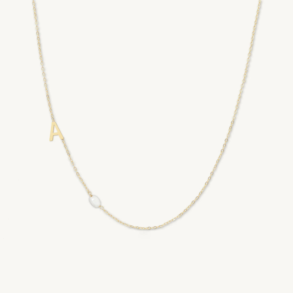 Sideways A-Z Initial Letter Freshwater Pearl Necklace