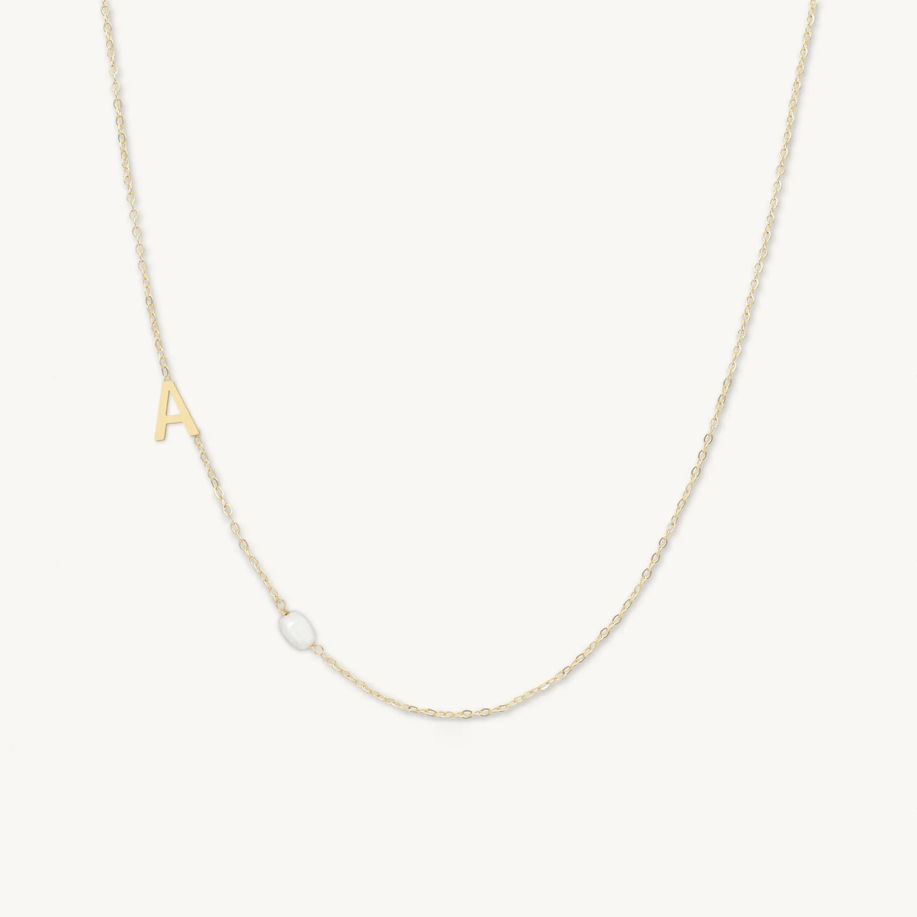 Sideways A-Z Initial Letter Freshwater Pearl Necklace