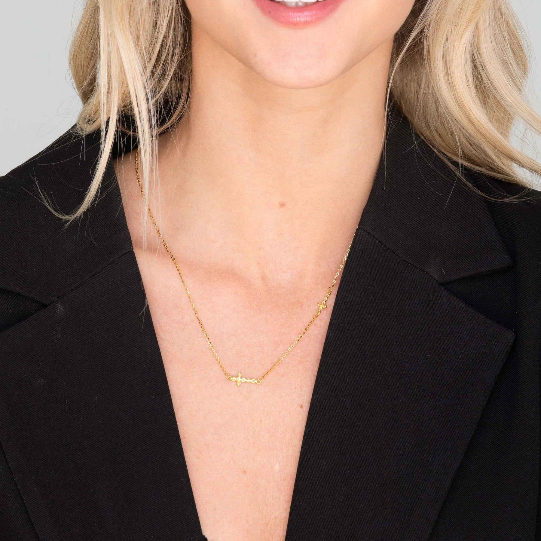 Sideways Double Cross Necklace