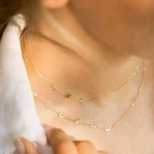 Sideways Initial Letter Solid Heart Necklace