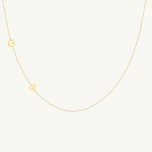 Sideways Initial Letter Solid Heart Necklace