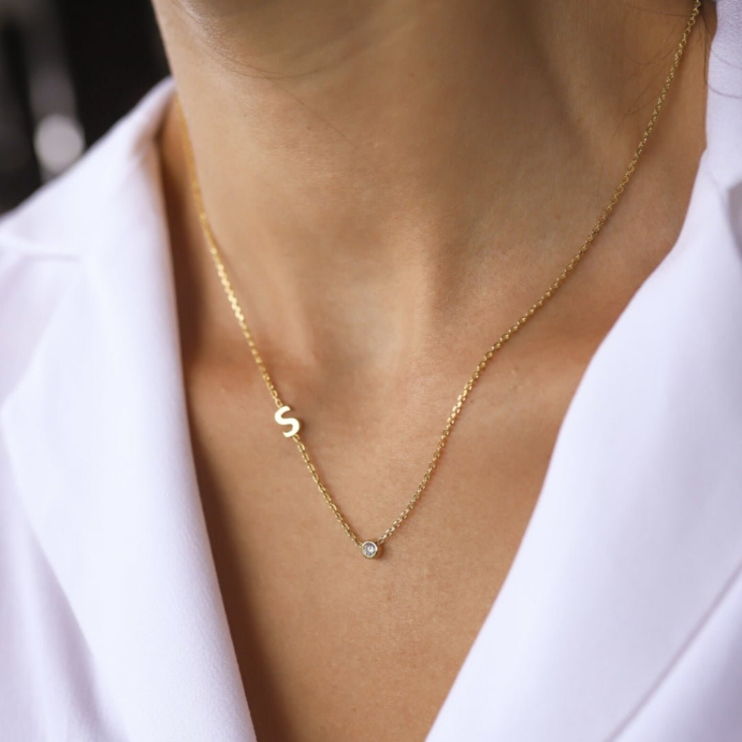 Sideways Pave Letter Necklace