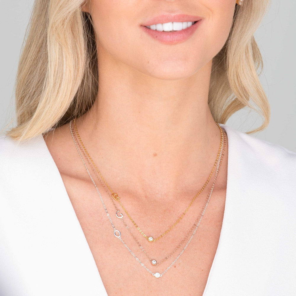 Sideways Pave Single Letter Necklace