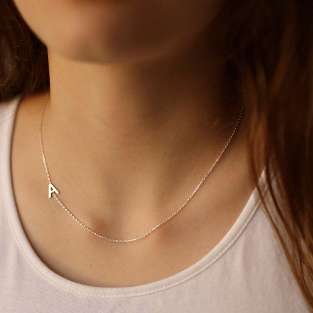 Sideways Single Initial Letter Necklace