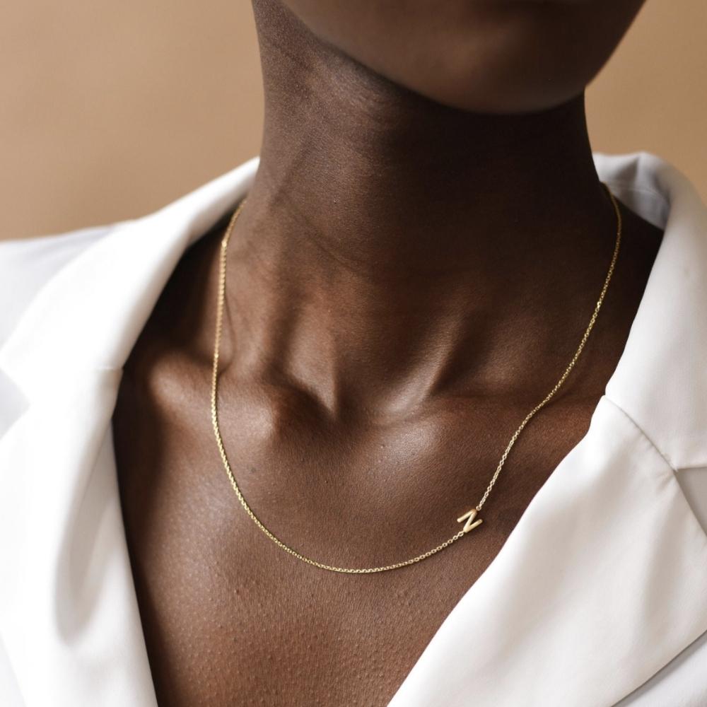 Sideways Single Initial Letter Necklace