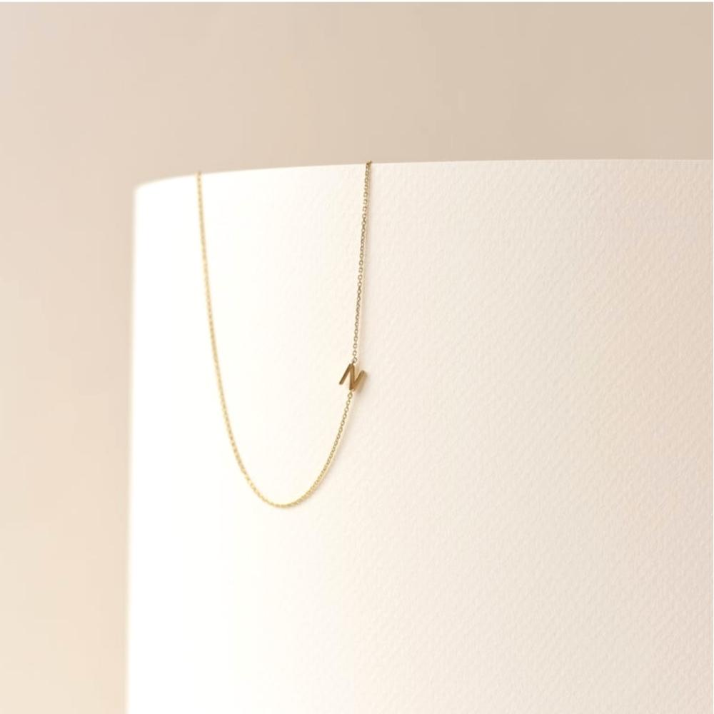 Sideways Single Initial Letter Necklace