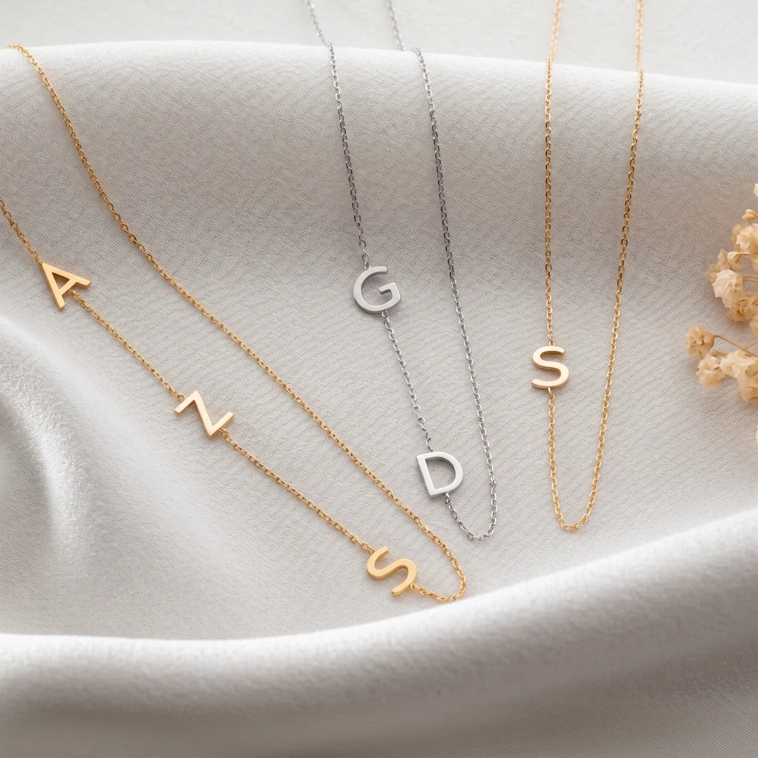 Sideways Pave Letter Necklace