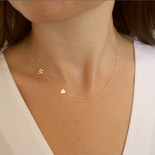 Sideways Single Initial Letter Solid Heart Necklace