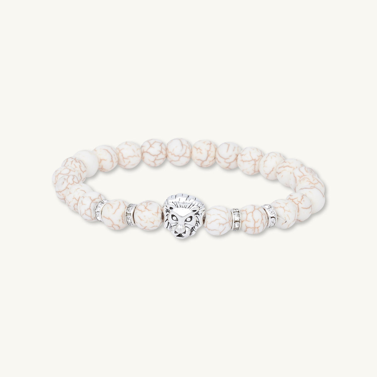 Silver Lion Marble Tiger Eye Beaded Bracelet