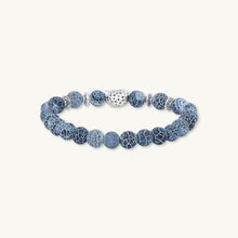 Silver Panther Blue Agate Stone Bracelet