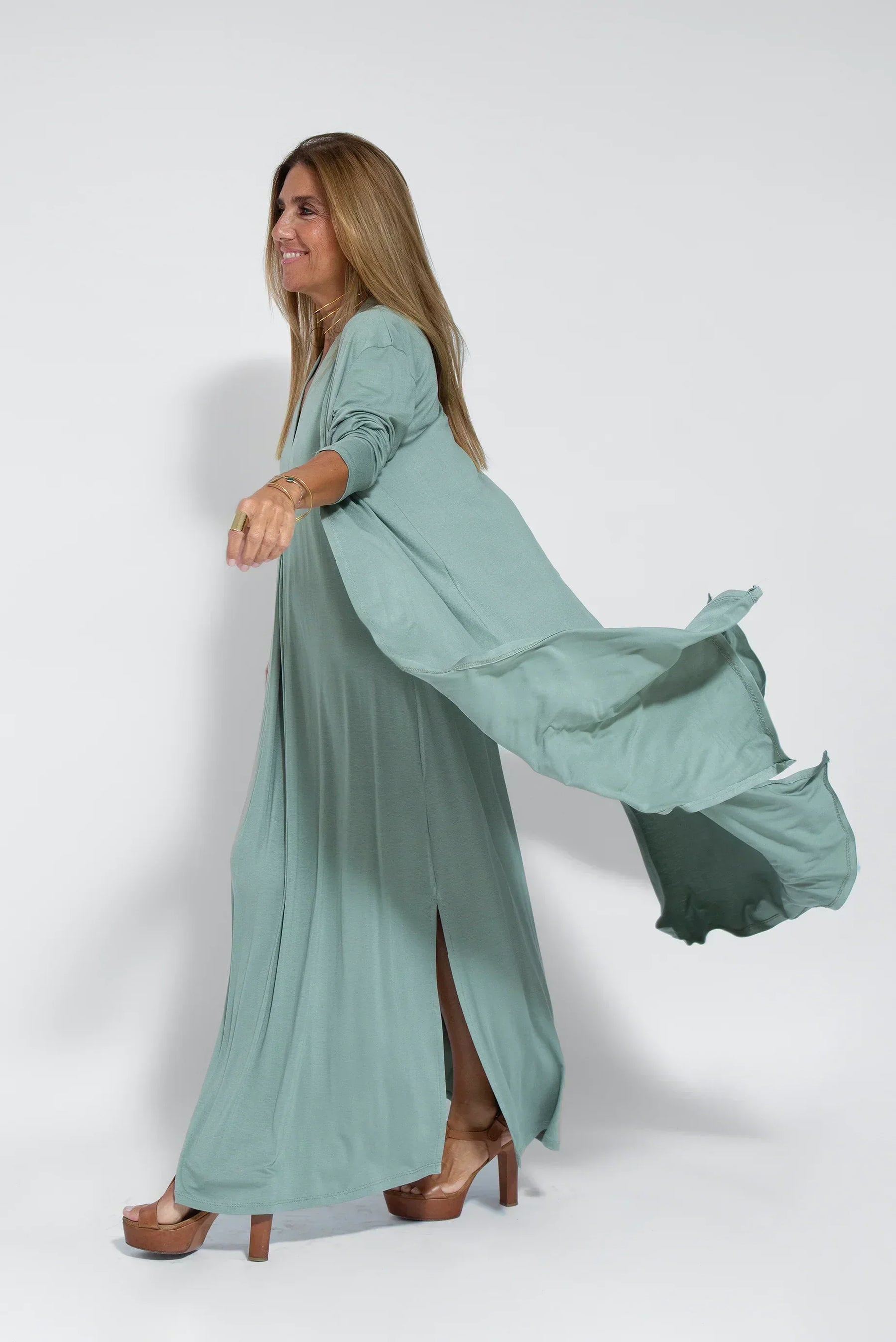 Ensemble Femme Ayania – Elegant Cotton Dress and Cardigan with Flattering Cut & Sheath Effect