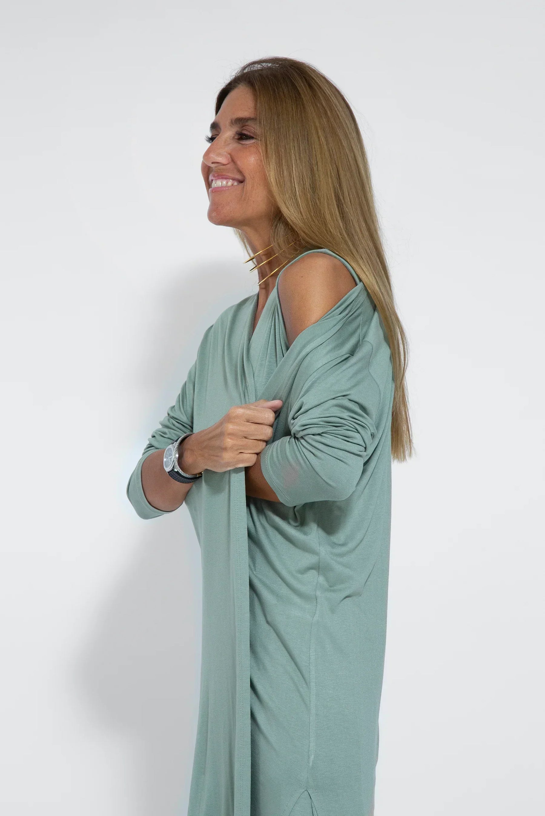 Ensemble Femme Ayania – Elegant Cotton Dress and Cardigan with Flattering Cut & Sheath Effect