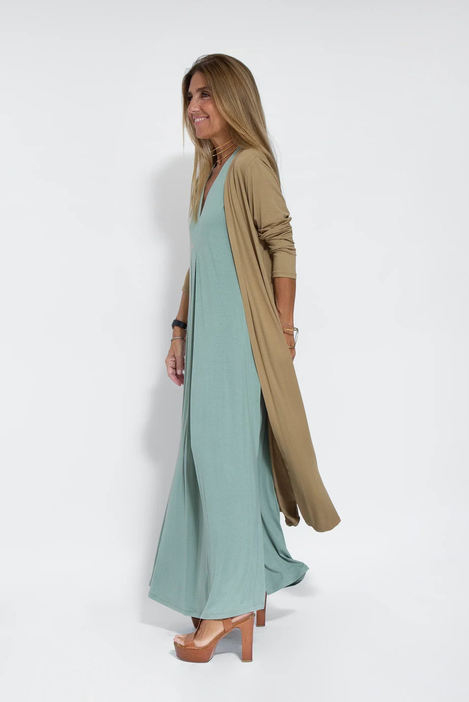 Ensemble Femme Ayania – Elegant Cotton Dress and Cardigan with Flattering Cut & Sheath Effect