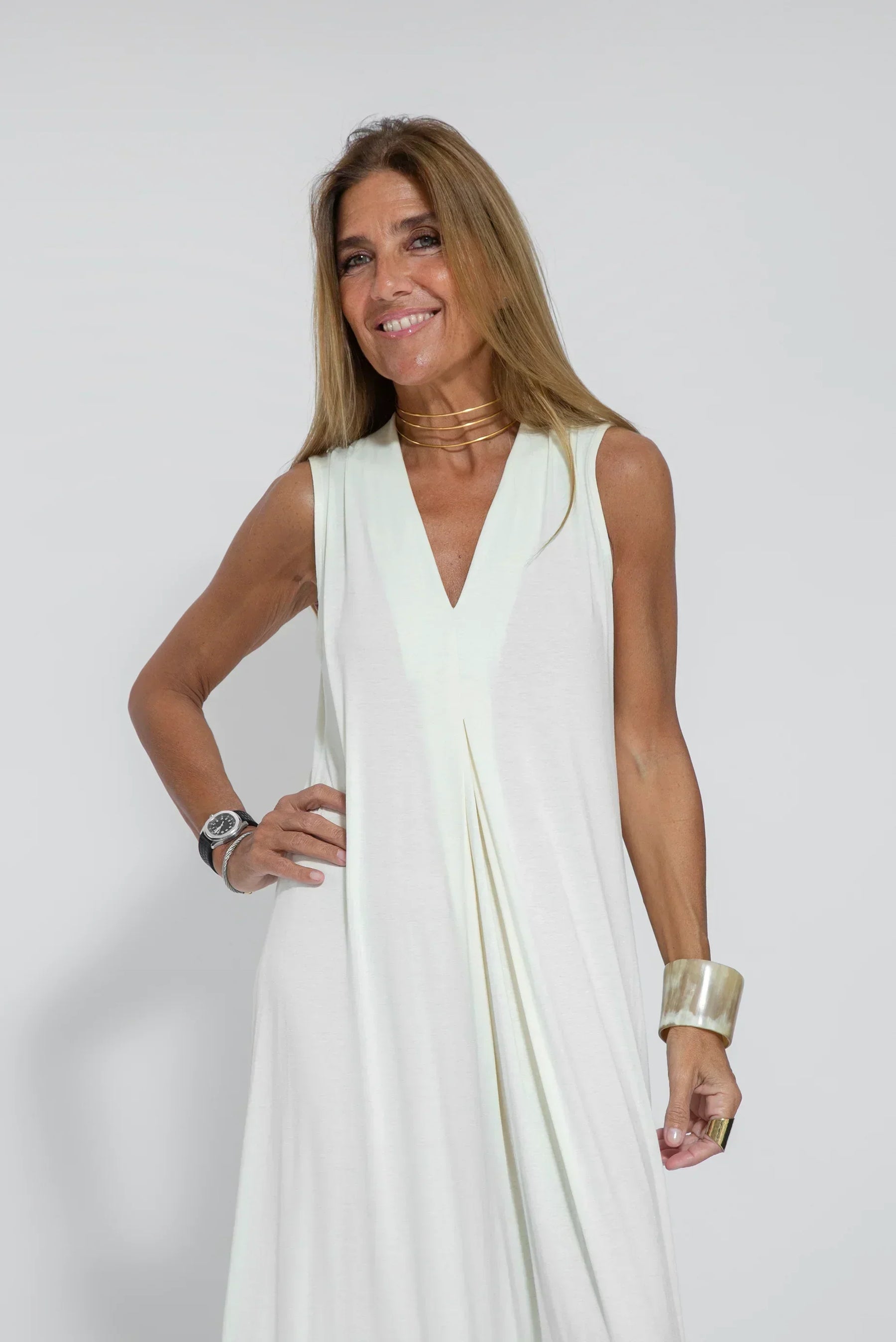 Ensemble Femme Ayania – Elegant Cotton Dress and Cardigan with Flattering Cut & Sheath Effect