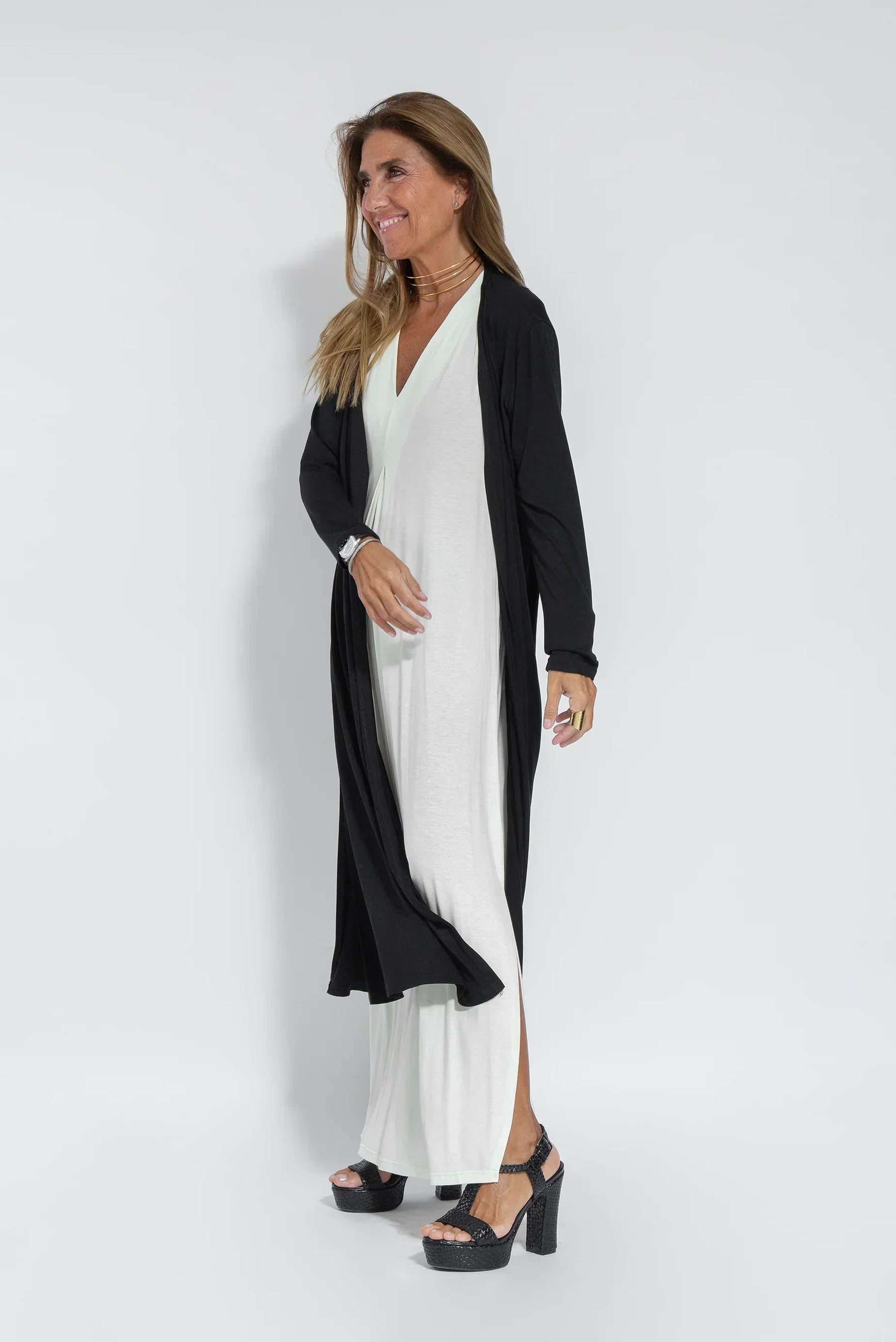 Ensemble Femme Ayania – Elegant Cotton Dress and Cardigan with Flattering Cut & Sheath Effect