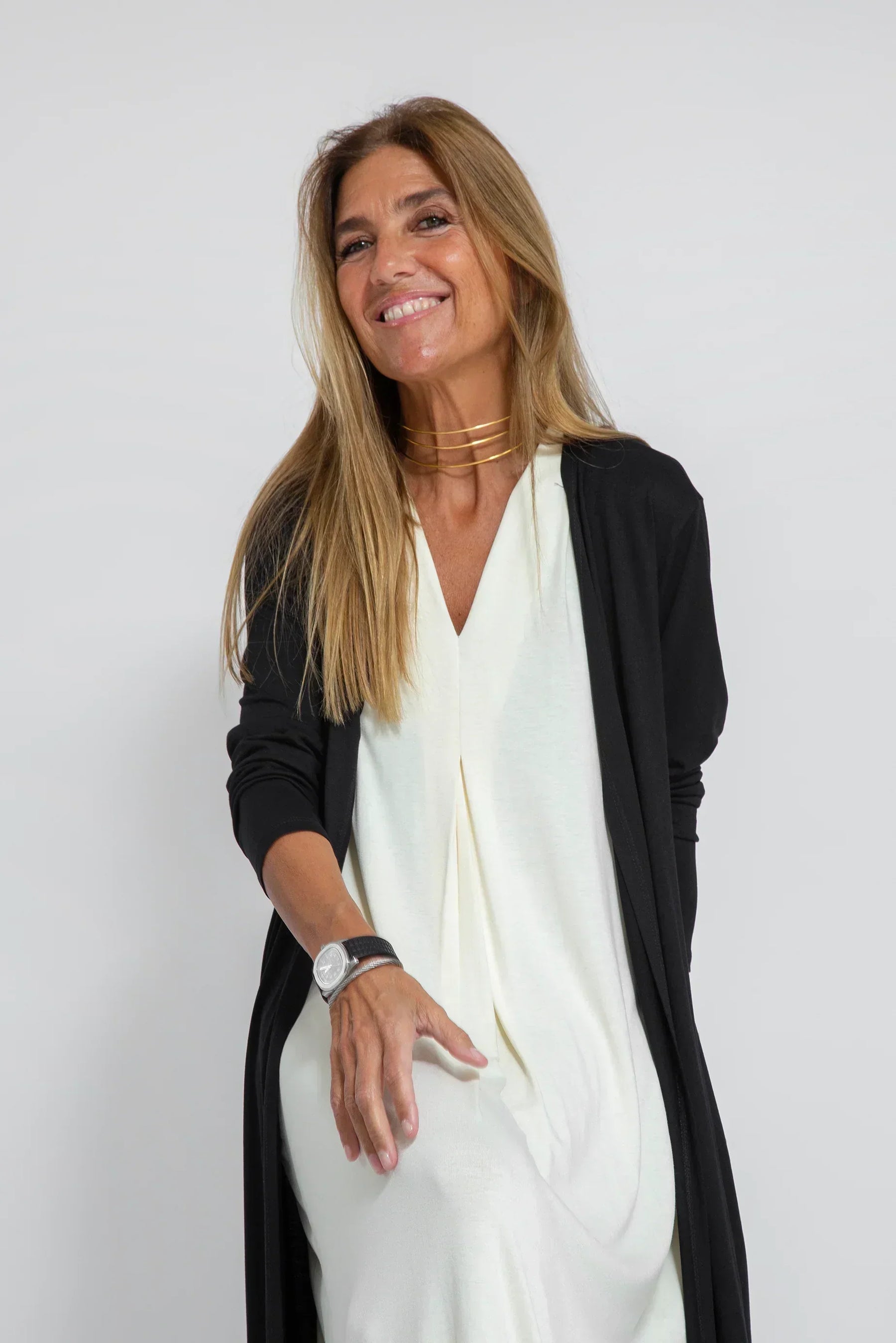 Ensemble Femme Ayania – Elegant Cotton Dress and Cardigan with Flattering Cut & Sheath Effect