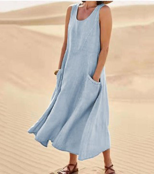 Elise Cotton Dress Woman – Soft, Breathable & Practical Pockets for Daily Comfort