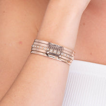 Slim Clover Zirconia Hinged Bangle Bracelet