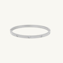 Slim Clover Zirconia Hinged Bangle Bracelet