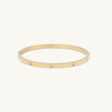 Slim Clover Zirconia Hinged Bangle Bracelet