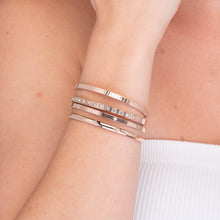 Slim Clover Zirconia Hinged Bangle Bracelet
