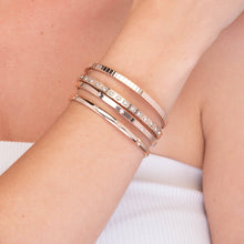 Slim Clover Zirconia Hinged Bangle Bracelet