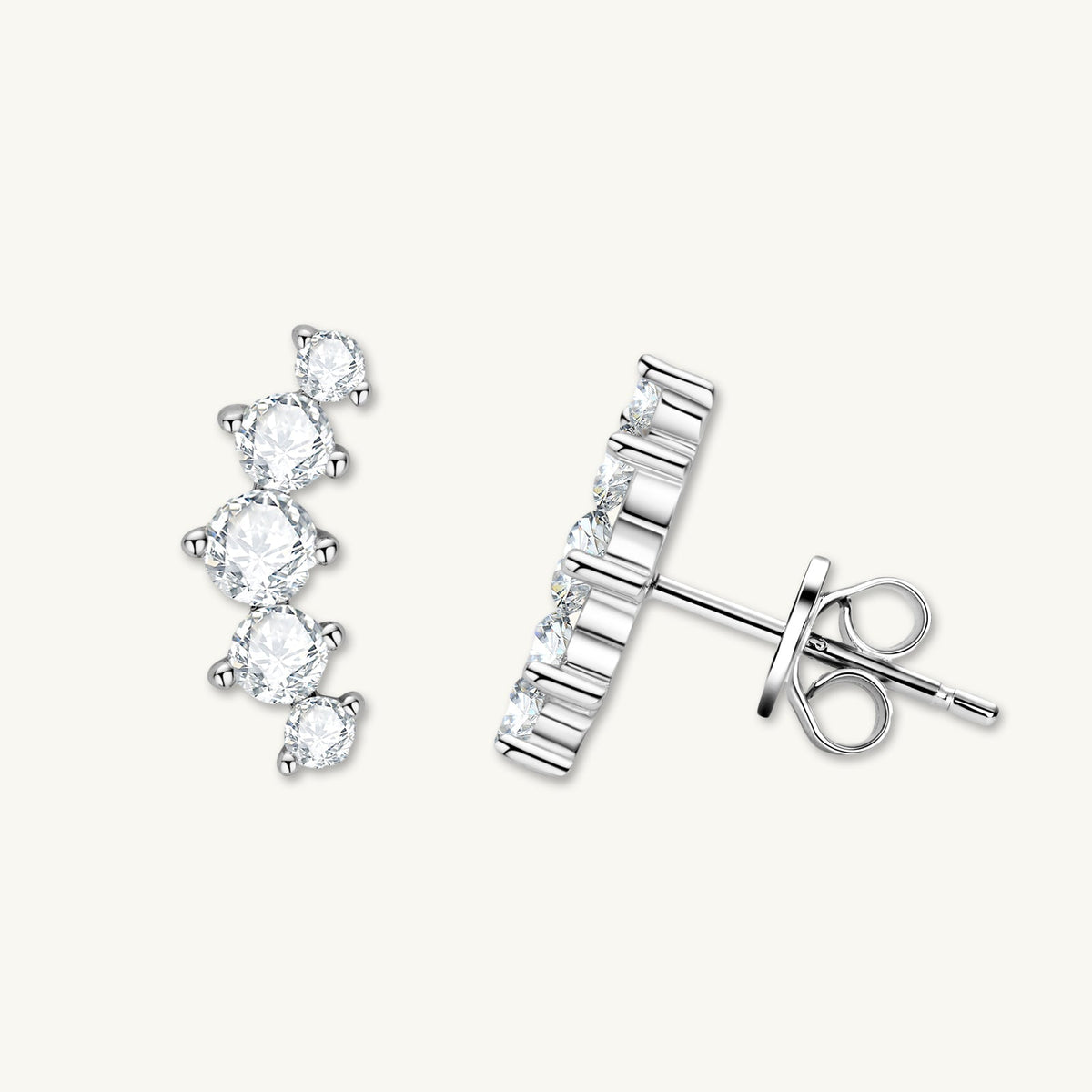 Smile Solitaire Moissanite Stud Earrings