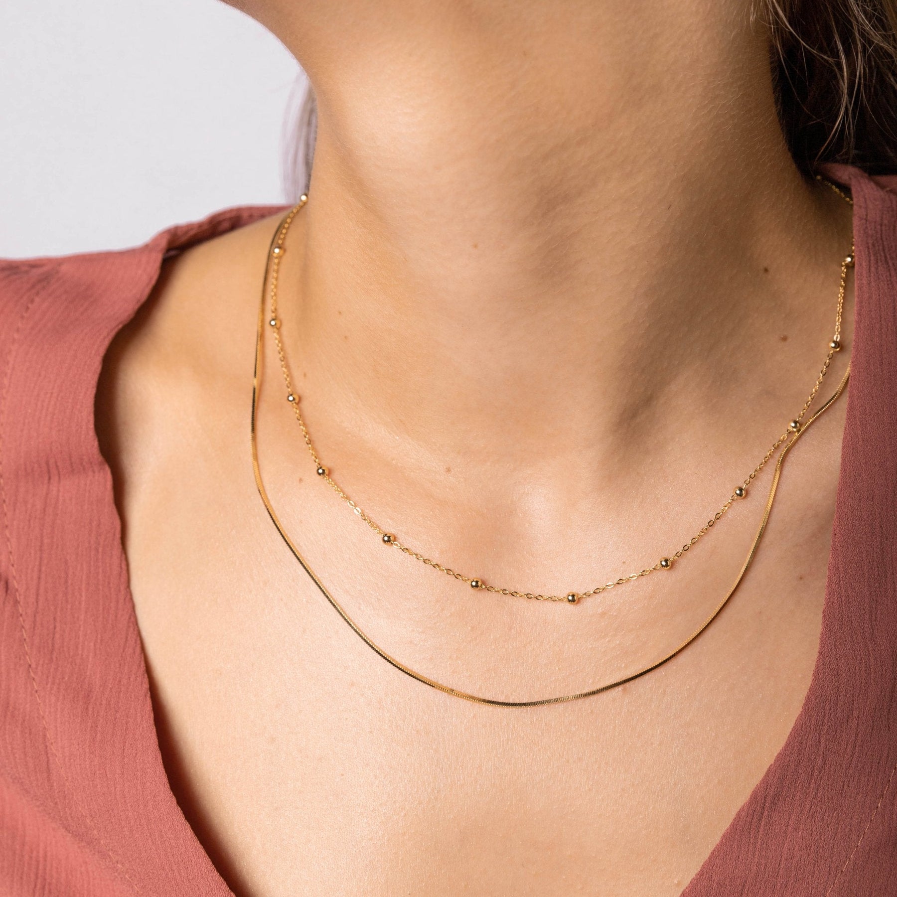 Snake and Satellite Layering Necklace