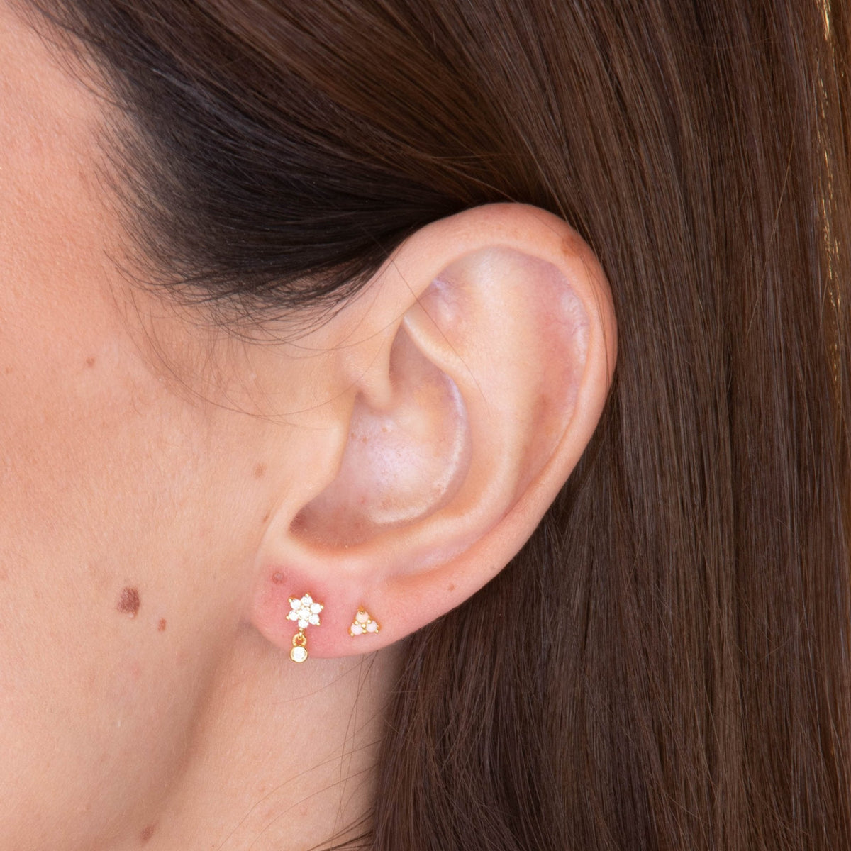 Snowflake Sapphire Drop Stud Earrings