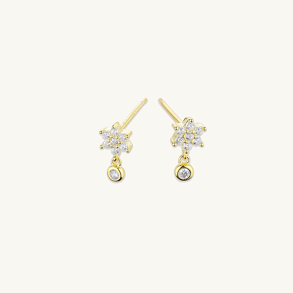 Snowflake Sapphire Drop Stud Earrings