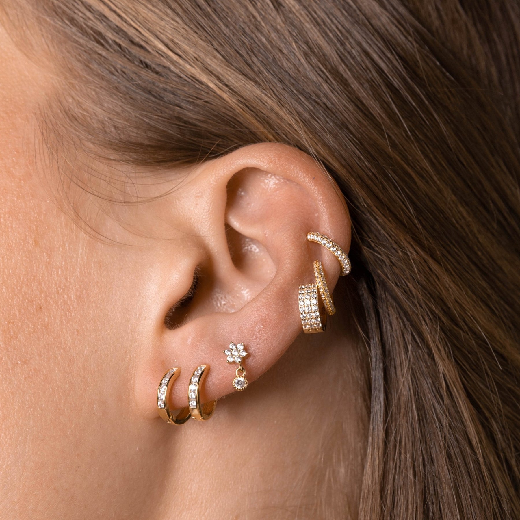Snowflake Sapphire Drop Stud Earrings