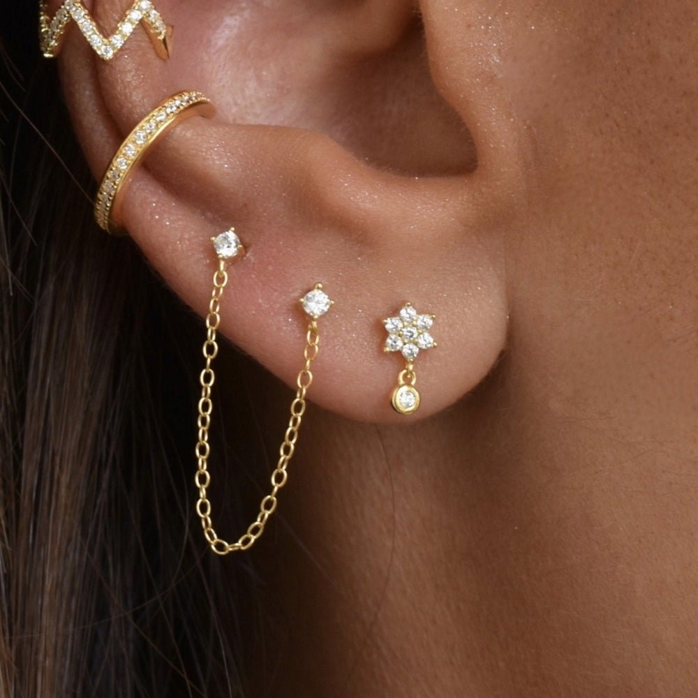 Snowflake Sapphire Drop Stud Earrings