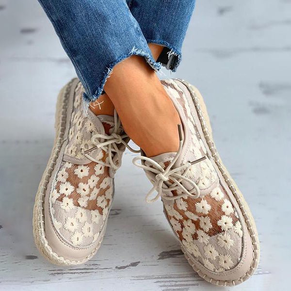 Stephanie Women's Shoes – Comfortable Loafers with Floral Embroidery & Sturdy Sole