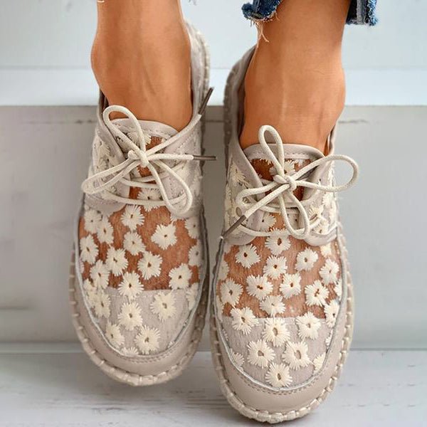 Stephanie Women's Shoes – Comfortable Loafers with Floral Embroidery & Sturdy Sole