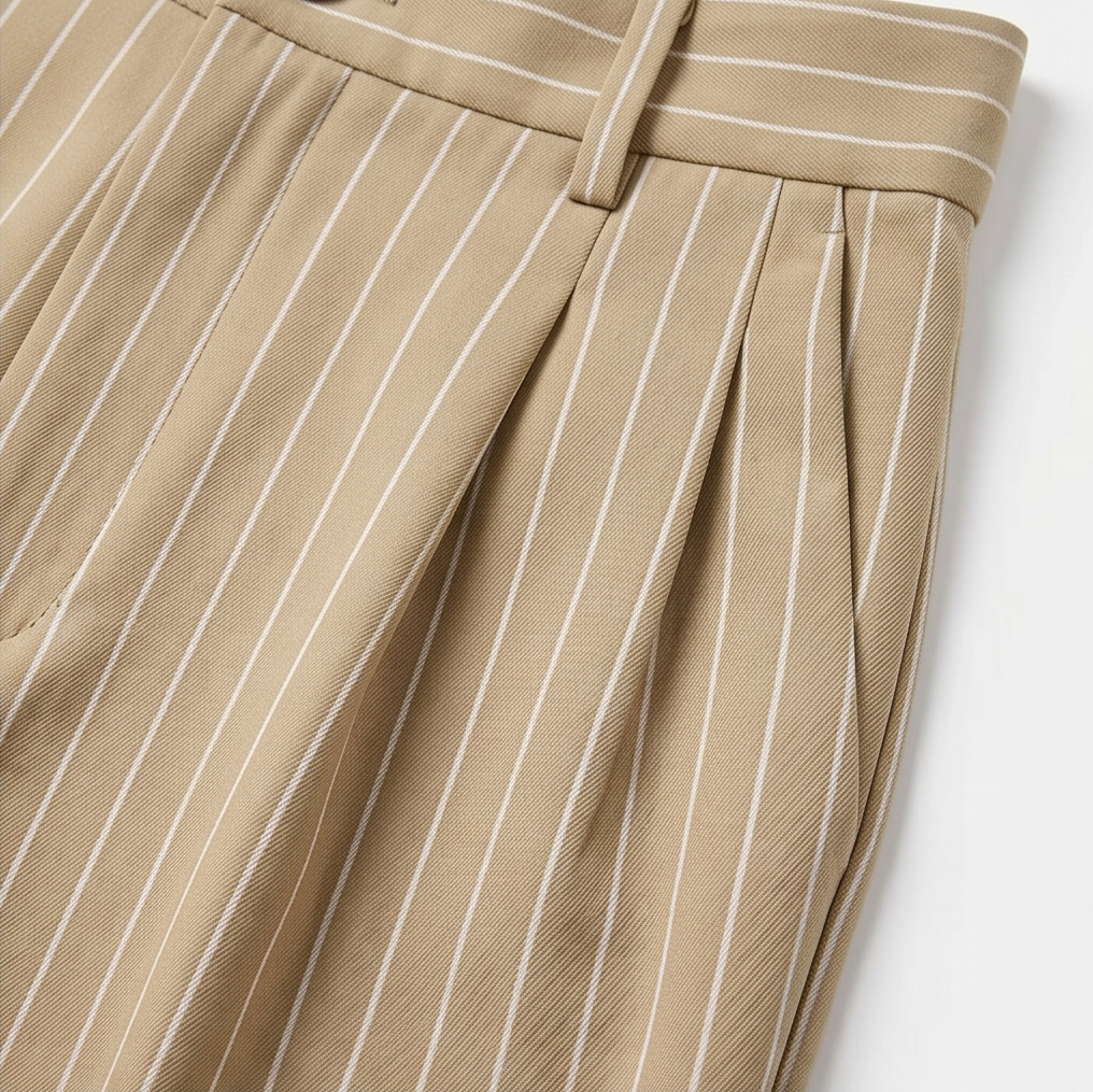 Solène High-Waisted Striped Wide-Leg Trousers for Effortless Polish