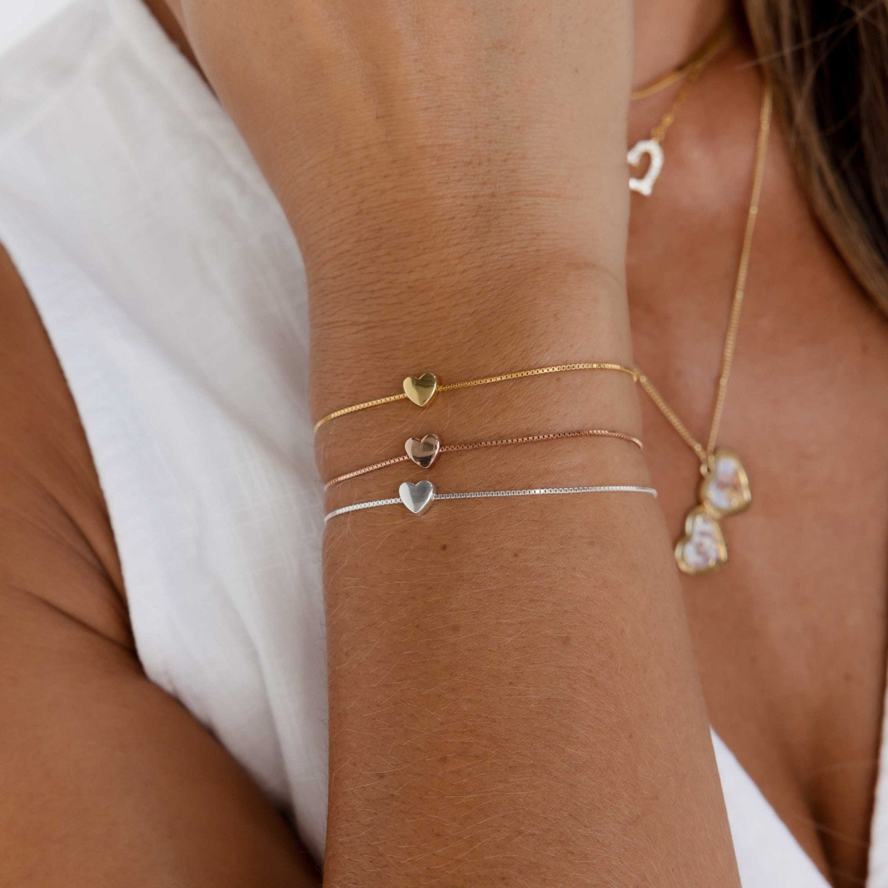 Solid Heart Chain Bracelet - Adult