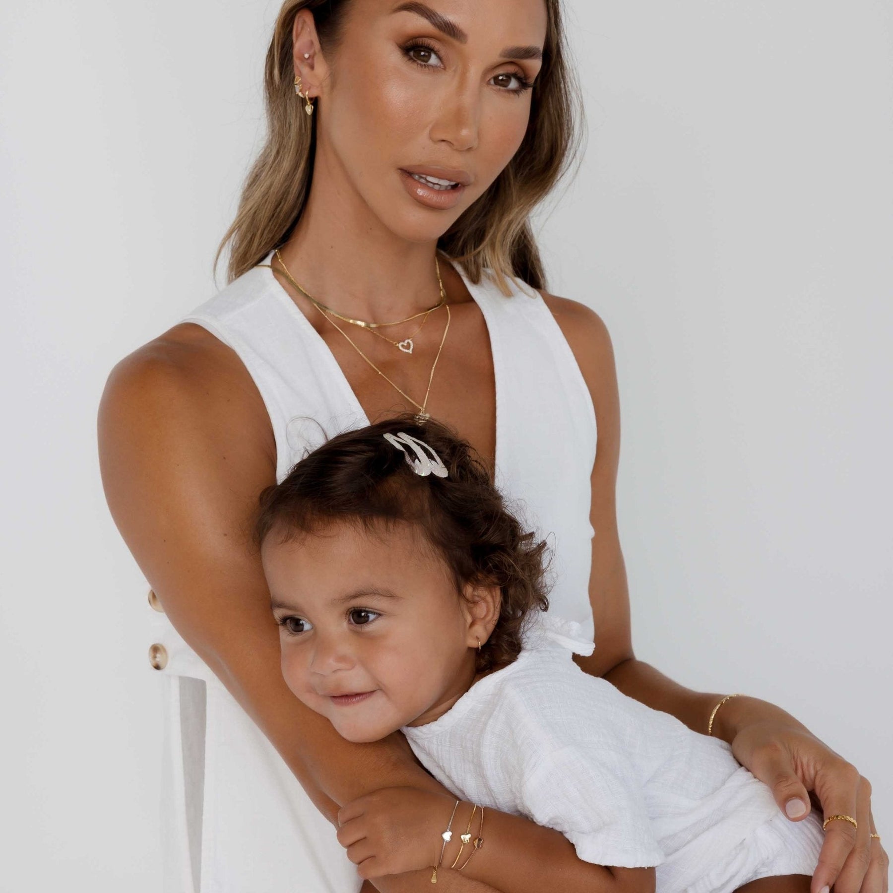 Solid Heart Chain Bracelet - Mum & Me Set