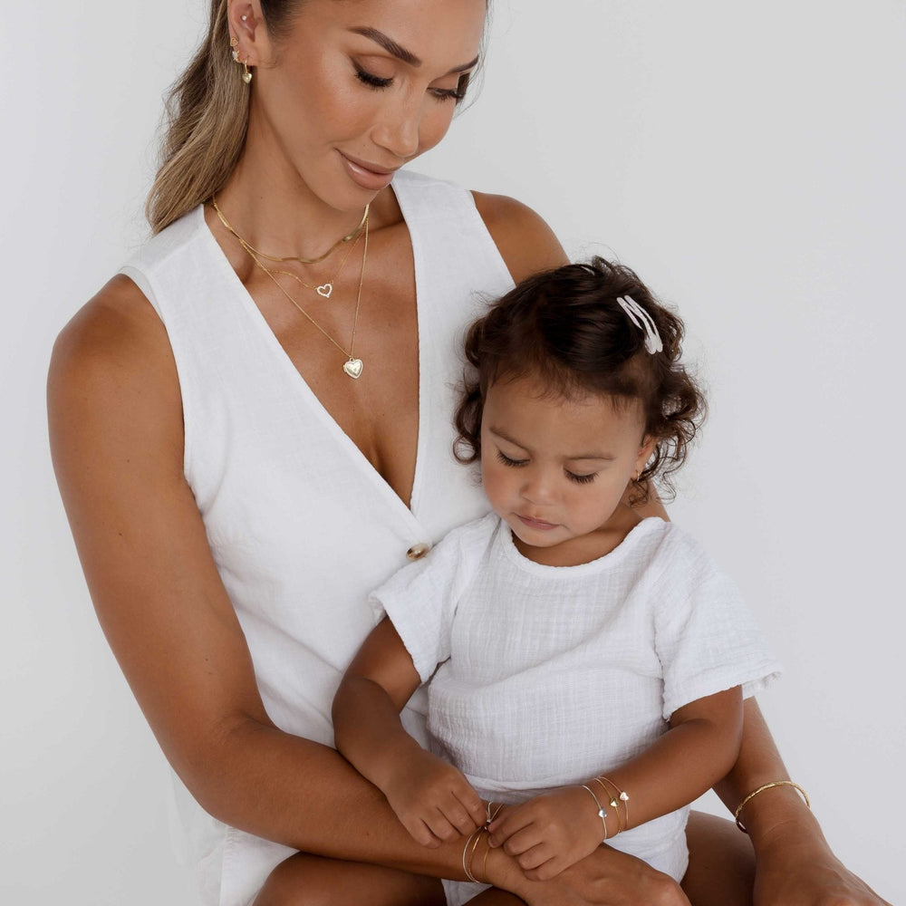 Solid Heart Chain Bracelet - Mum & Me Set