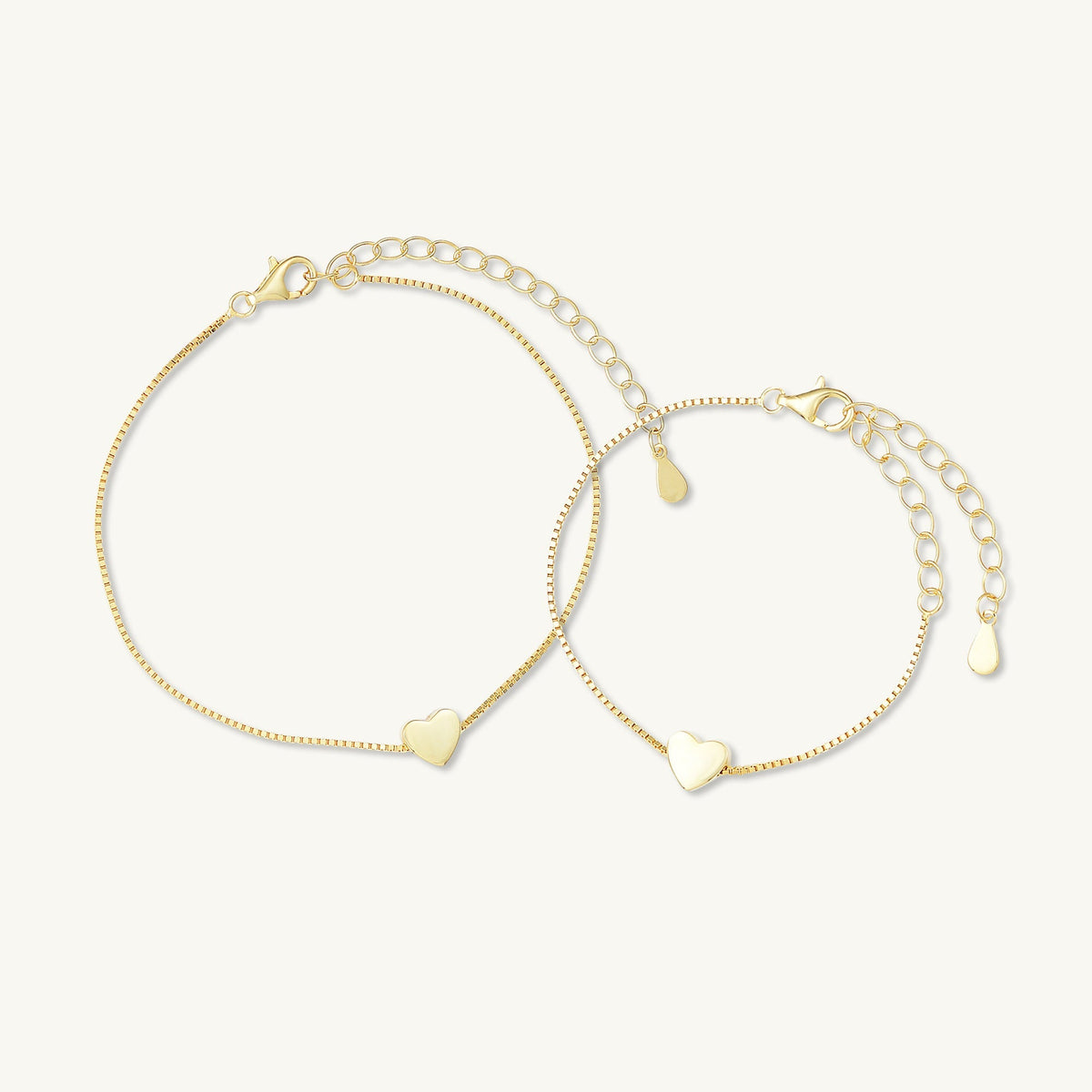 Solid Heart Chain Bracelet - Mum & Me Set