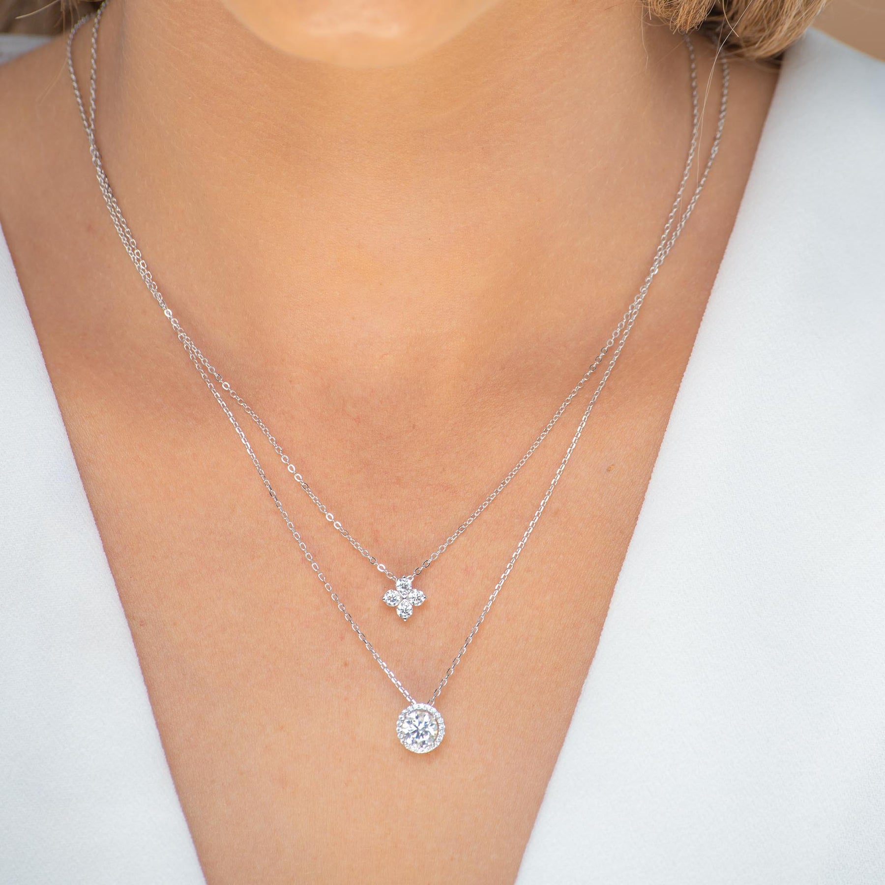 Solitaire Halo Moissanite Necklace 1 Carat