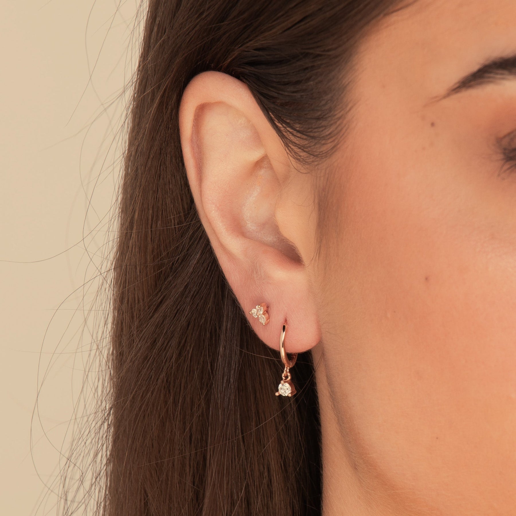 Solitaire Hoop Huggie Earrings